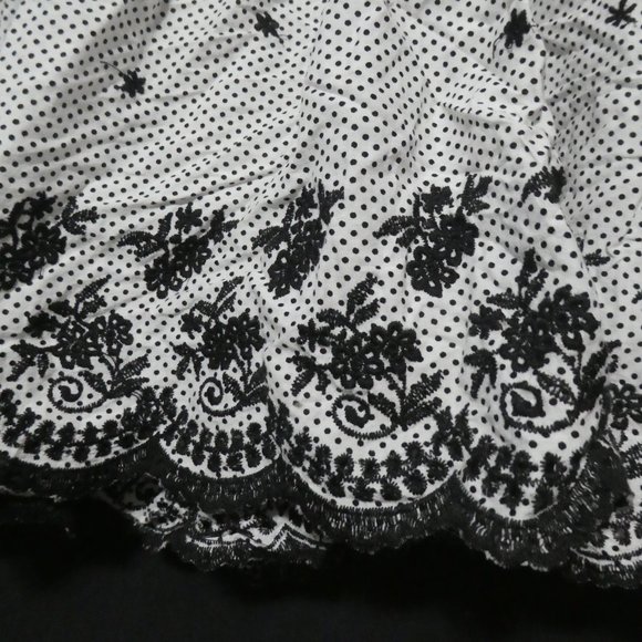 COSTA BLANCA | Black and White Polka Dot and Flower Stitched Skirt | 100% Cotton - Picture 7 of 15